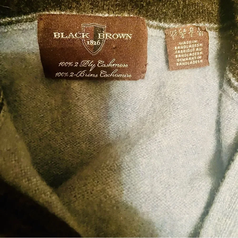 Black Brown 1826 Cashmere Quarter- Zip Sweater NWOT